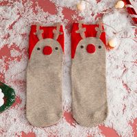 Women's Cute Santa Claus Bear Snowflake Cotton Crew Socks sku image 10