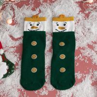 Women's Cute Santa Claus Bear Snowflake Cotton Crew Socks sku image 12