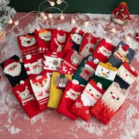 Women's Cute Santa Claus Bear Snowflake Cotton Crew Socks main image 1