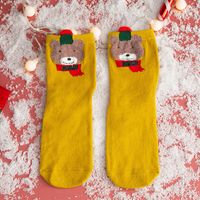 Women's Cute Santa Claus Bear Snowflake Cotton Crew Socks sku image 7