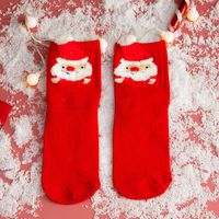 Women's Cute Santa Claus Bear Snowflake Cotton Crew Socks sku image 3