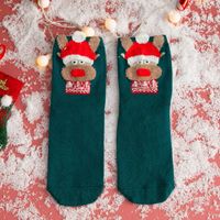 Women's Cute Santa Claus Bear Snowflake Cotton Crew Socks sku image 11