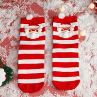 Women's Cute Santa Claus Bear Snowflake Cotton Crew Socks sku image 5