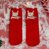Women's Cute Santa Claus Bear Snowflake Cotton Crew Socks sku image 9