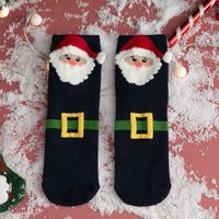 Women's Cute Santa Claus Bear Snowflake Cotton Crew Socks sku image 13