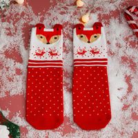 Women's Cute Santa Claus Bear Snowflake Cotton Crew Socks sku image 15