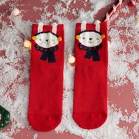 Women's Cute Santa Claus Bear Snowflake Cotton Crew Socks sku image 19