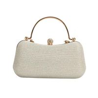 Khaki Grey White Pu Leather Solid Color Metal Button Oval Evening Bags main image 5