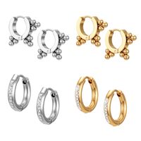 Fashion Geometric Stainless Steel Gold Plated Zircon Hoop Earrings 1 Pair main image 2