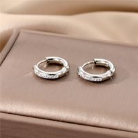 Fashion Geometric Stainless Steel Gold Plated Zircon Hoop Earrings 1 Pair main image 4
