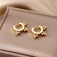 Fashion Geometric Stainless Steel Gold Plated Zircon Hoop Earrings 1 Pair main image 1