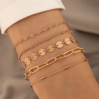 Simple Alloy Disc Multilayer Geometric Hollow Chain Bracelet Five-piece Set sku image 1