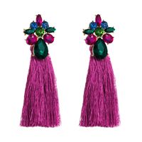 Elegant Flower Alloy Tassel Rhinestones Women's Drop Earrings 1 Pair main image 2