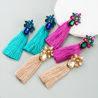 Elegant Flower Alloy Tassel Rhinestones Women's Drop Earrings 1 Pair main image 1