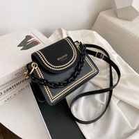 Women's Medium Pu Leather Solid Color Fashion Chain Square Magnetic Buckle Crossbody Bag sku image 2