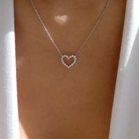 Ig Style Simple Style Cross Heart Shape Snake Alloy Plating Inlay Rhinestones Gold Plated Silver Plated Women's Necklace sku image 2