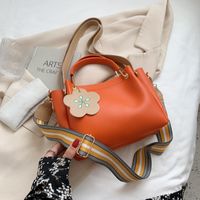 Women's Medium Summer Pu Leather Solid Color Flower Fashion Bucket Zipper Tote Bag sku image 3