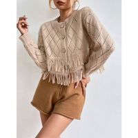 Women's Sweater Long Sleeve Sweaters & Cardigans Button Casual Solid Color main image 7