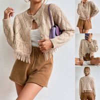 Women's Sweater Long Sleeve Sweaters & Cardigans Button Casual Solid Color main image 1