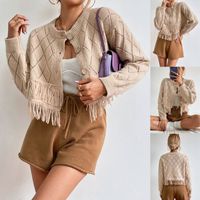 Women's Sweater Long Sleeve Sweaters & Cardigans Button Casual Solid Color main image 8