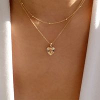 Retro Heart Shape Flower Alloy Enamel Artificial Pearls Rhinestones Women's Necklace 1 Piece main image 4