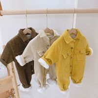 Casual Solid Color Corduroy Baby Rompers main image 1