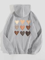 Mujeres Sudadera Manga Larga Sudaderas Con Capucha Y Sudaderas Impresión Bolsillo Estilo Simple Forma De Corazón main image 3