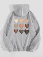 Women's Hoodie Long Sleeve Hoodies & Sweatshirts Printing Pocket Simple Style Heart Shape main image 3