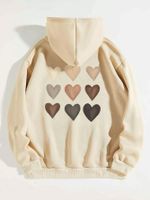 Women's Hoodie Long Sleeve Hoodies & Sweatshirts Printing Pocket Simple Style Heart Shape main image 4