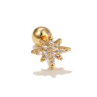 Mini Eight Awn Star Ear Bone Stud Stainless Steel Rod Twist Ball Piercing Earring Octagonal Star Ear Stud sku image 19