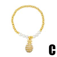 Barocker Stil Herzform Bogenknoten Schlüssel Kupfer Vergoldet Künstliche Perlen Zirkon Armbänder 1 Stück sku image 6
