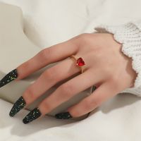 Love Zircon Ring Gold Fashion Adjustable Copper Ring Wholesale main image 8