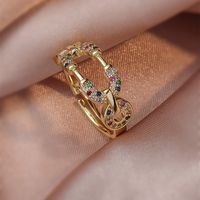 Love Zircon Ring Gold Fashion Adjustable Copper Ring Wholesale sku image 5