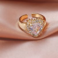 Love Zircon Ring Gold Fashion Adjustable Copper Ring Wholesale sku image 7