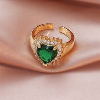 Love Zircon Ring Gold Fashion Adjustable Copper Ring Wholesale sku image 10
