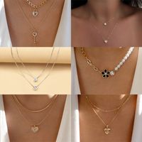 Retro Heart Shape Flower Alloy Enamel Artificial Pearls Rhinestones Women's Necklace 1 Piece main image 1