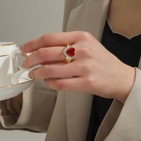 Love Zircon Ring Gold Fashion Adjustable Copper Ring Wholesale sku image 9