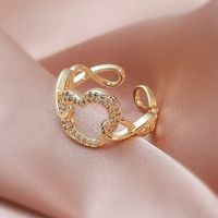 Love Zircon Ring Gold Fashion Adjustable Copper Ring Wholesale sku image 2