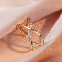 Love Zircon Ring Gold Fashion Adjustable Copper Ring Wholesale sku image 14