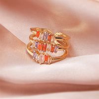 Love Zircon Ring Gold Fashion Adjustable Copper Ring Wholesale sku image 29