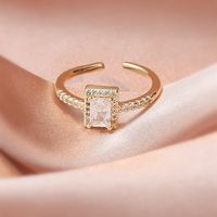 Love Zircon Ring Gold Fashion Adjustable Copper Ring Wholesale sku image 27