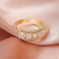 Love Zircon Ring Gold Fashion Adjustable Copper Ring Wholesale sku image 23