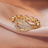 Love Zircon Ring Gold Fashion Adjustable Copper Ring Wholesale sku image 26