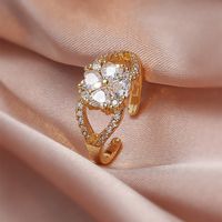 Love Zircon Ring Gold Fashion Adjustable Copper Ring Wholesale sku image 16