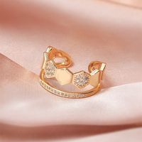 Love Zircon Ring Gold Fashion Adjustable Copper Ring Wholesale sku image 30