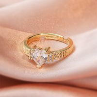 Love Zircon Ring Gold Fashion Adjustable Copper Ring Wholesale sku image 21