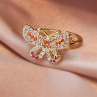 Love Zircon Ring Gold Fashion Adjustable Copper Ring Wholesale sku image 28