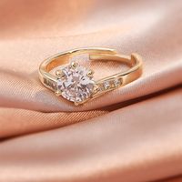 Love Zircon Ring Gold Fashion Adjustable Copper Ring Wholesale sku image 20