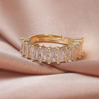 Fashion Micro Inlaid Zircon Open Adjustable Copper Ring Real Gold Plating sku image 22