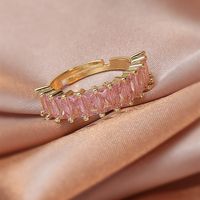 Fashion Micro Inlaid Zircon Open Adjustable Copper Ring Real Gold Plating sku image 29